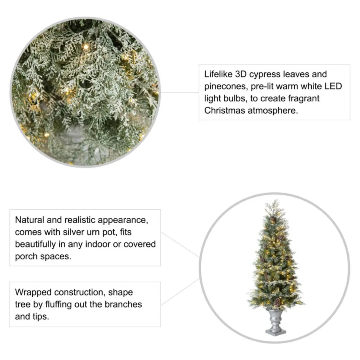 Glitzhome 2Pk Pre-Lit Artificial Pine Christmas Porch Tree Outlet