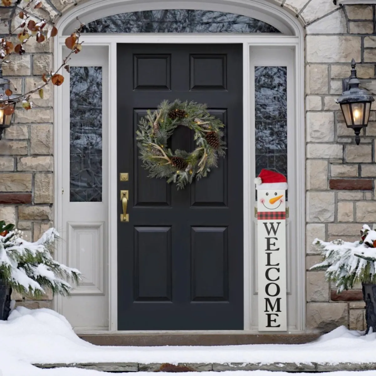 Glitzhome Reversible Wooden Hohoho/Snowman Porch Sign Hot