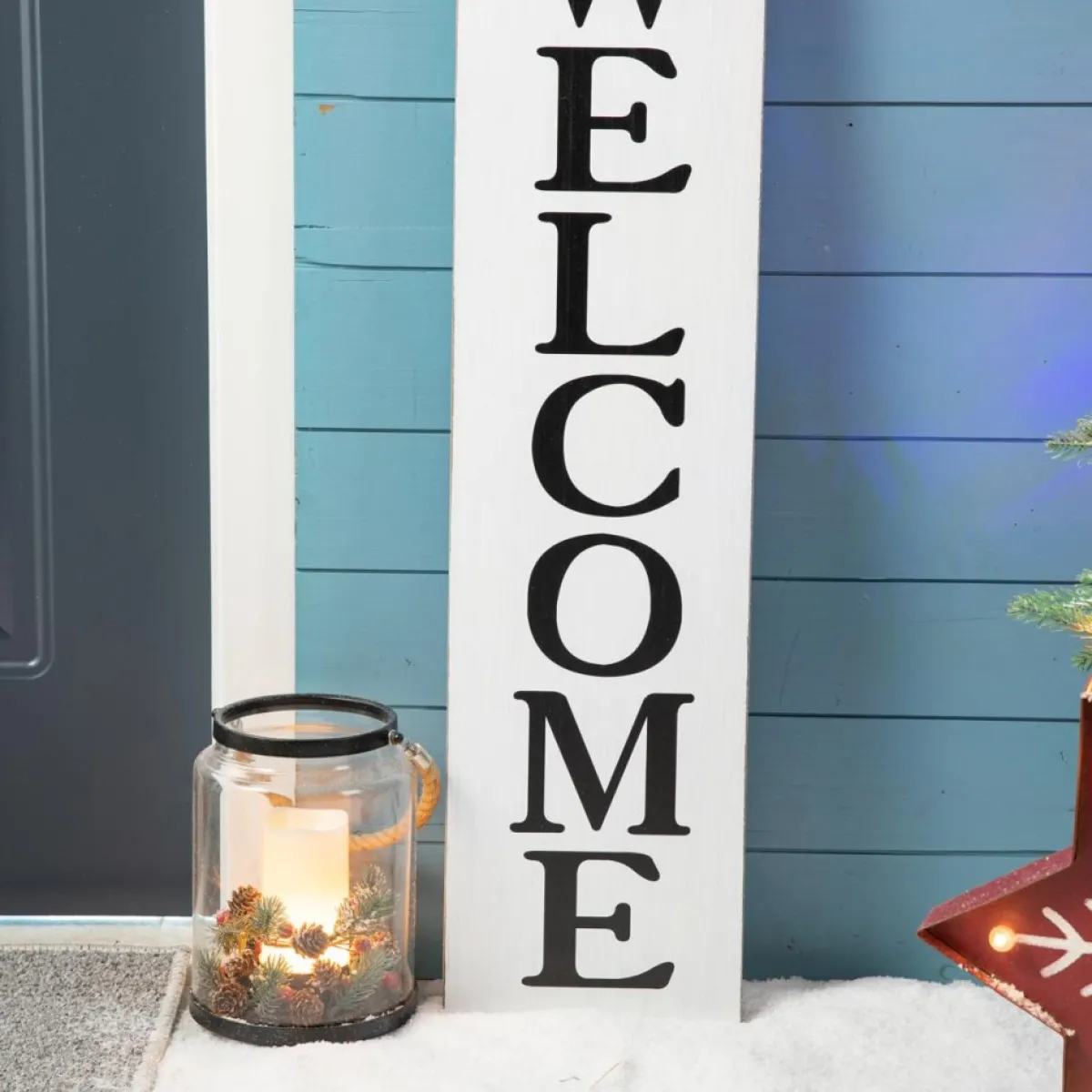 Glitzhome Reversible Wooden Hohoho/Snowman Porch Sign Hot