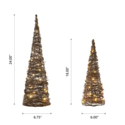 Glitzhome Set Of 2 Lighted Rattan Christmas Table Tree Decor Outlet