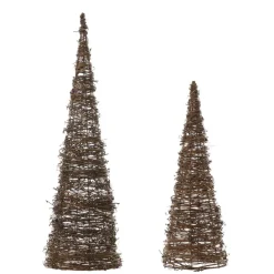 Glitzhome Set Of 2 Lighted Rattan Christmas Table Tree Decor Outlet