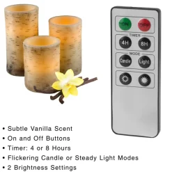 Lavish Home Flickering Flameless Led Candles With Birch Bark- Set Of 3 Best