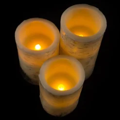 Lavish Home Flickering Flameless Led Candles With Birch Bark- Set Of 3 Best