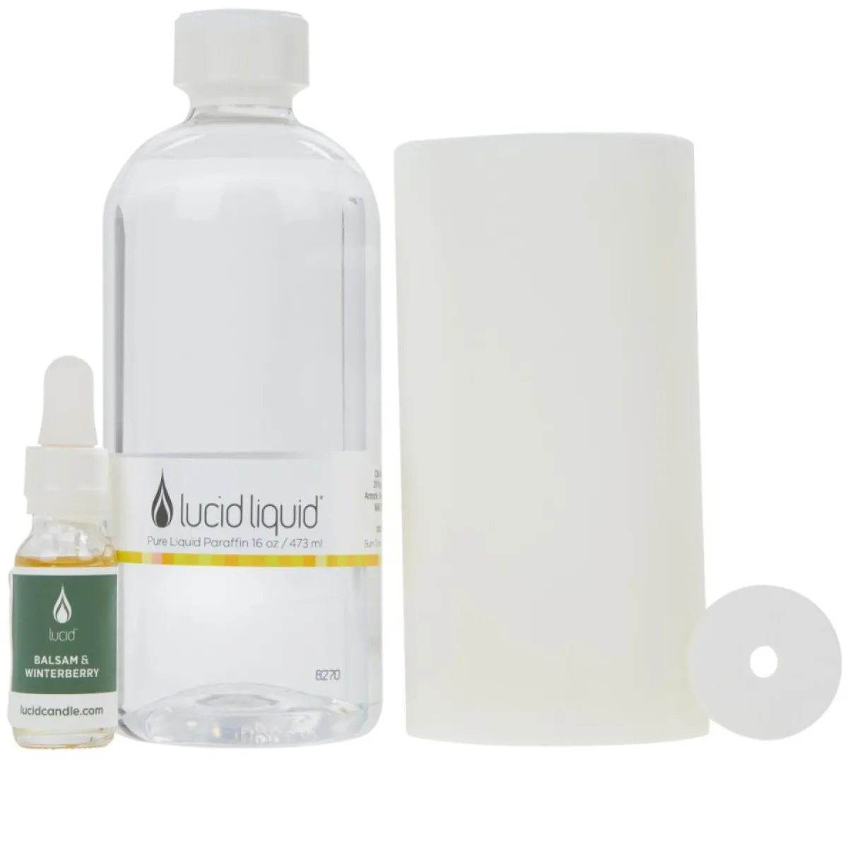 Lucid Candle 6" Pillar Candle With 16 Oz. Liquid & Fragrant Stone Hot