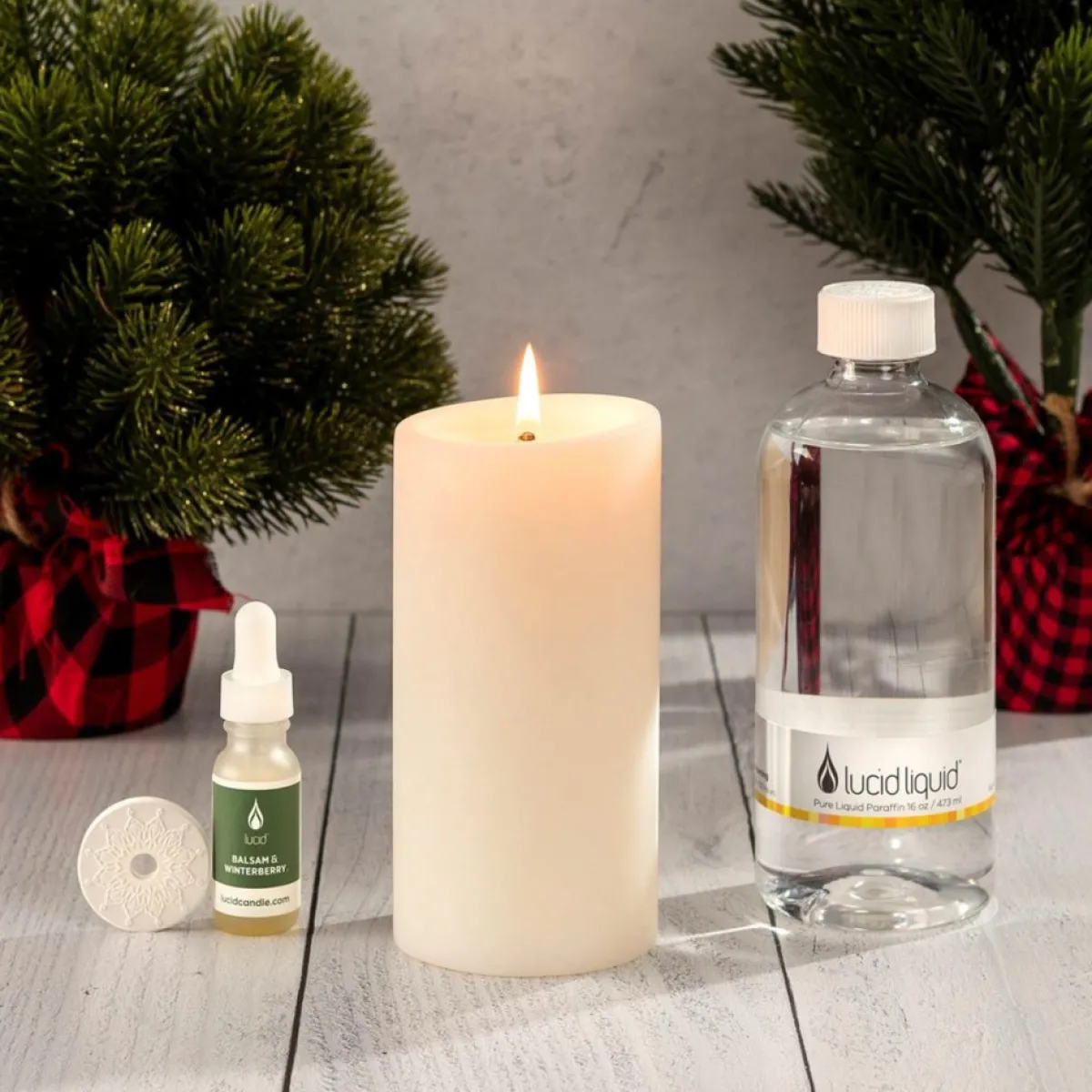 Lucid Candle 6" Pillar Candle With 16 Oz. Liquid & Fragrant Stone Hot