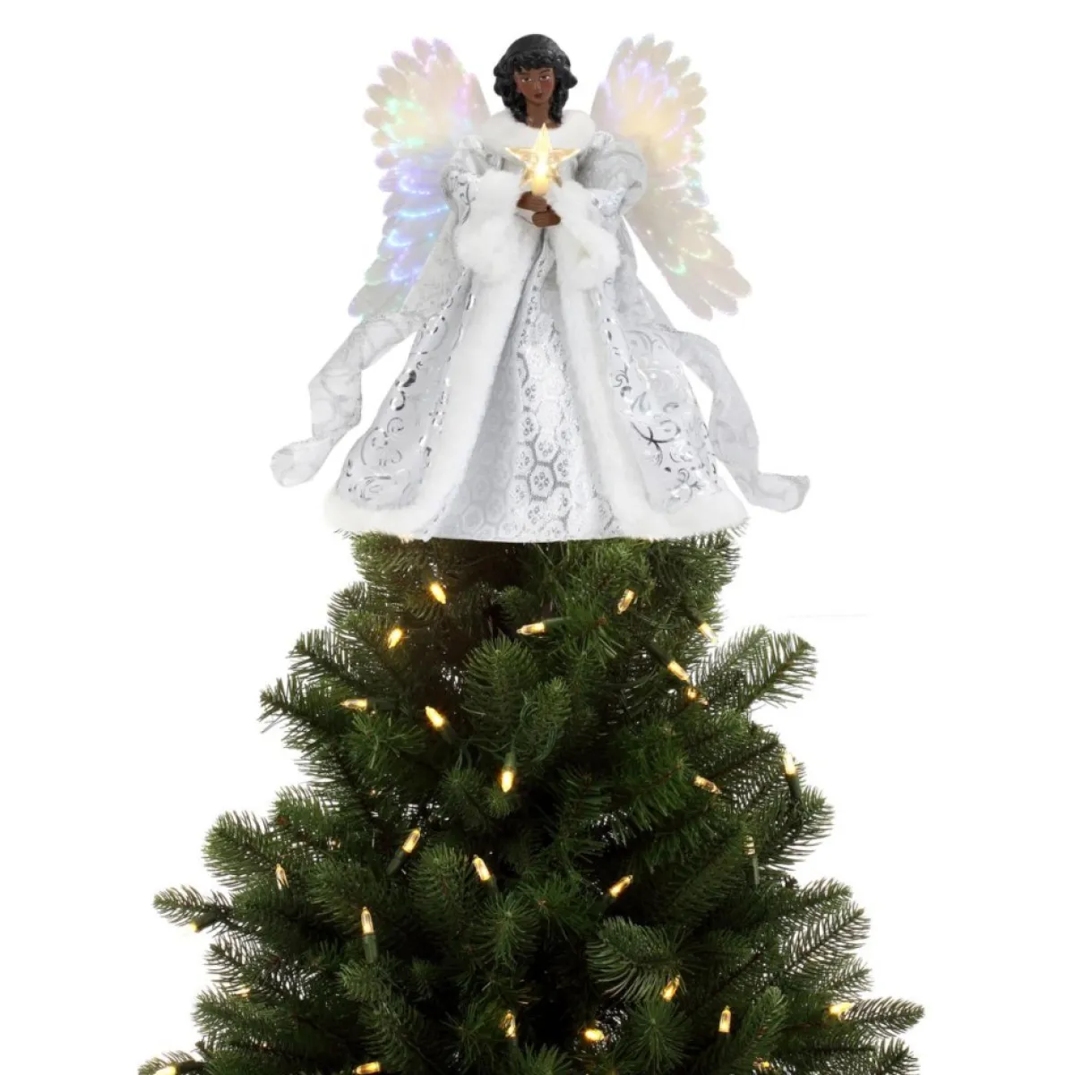 Mr. Christmas 12" Fiber Optic Angel Tree Topper Black Discount
