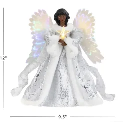 Mr. Christmas 12" Fiber Optic Angel Tree Topper Black Discount