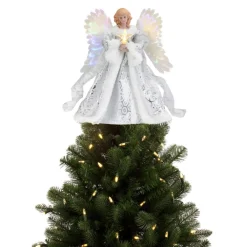 Mr. Christmas 12" Fiber Optic Angel Tree Topper White Best