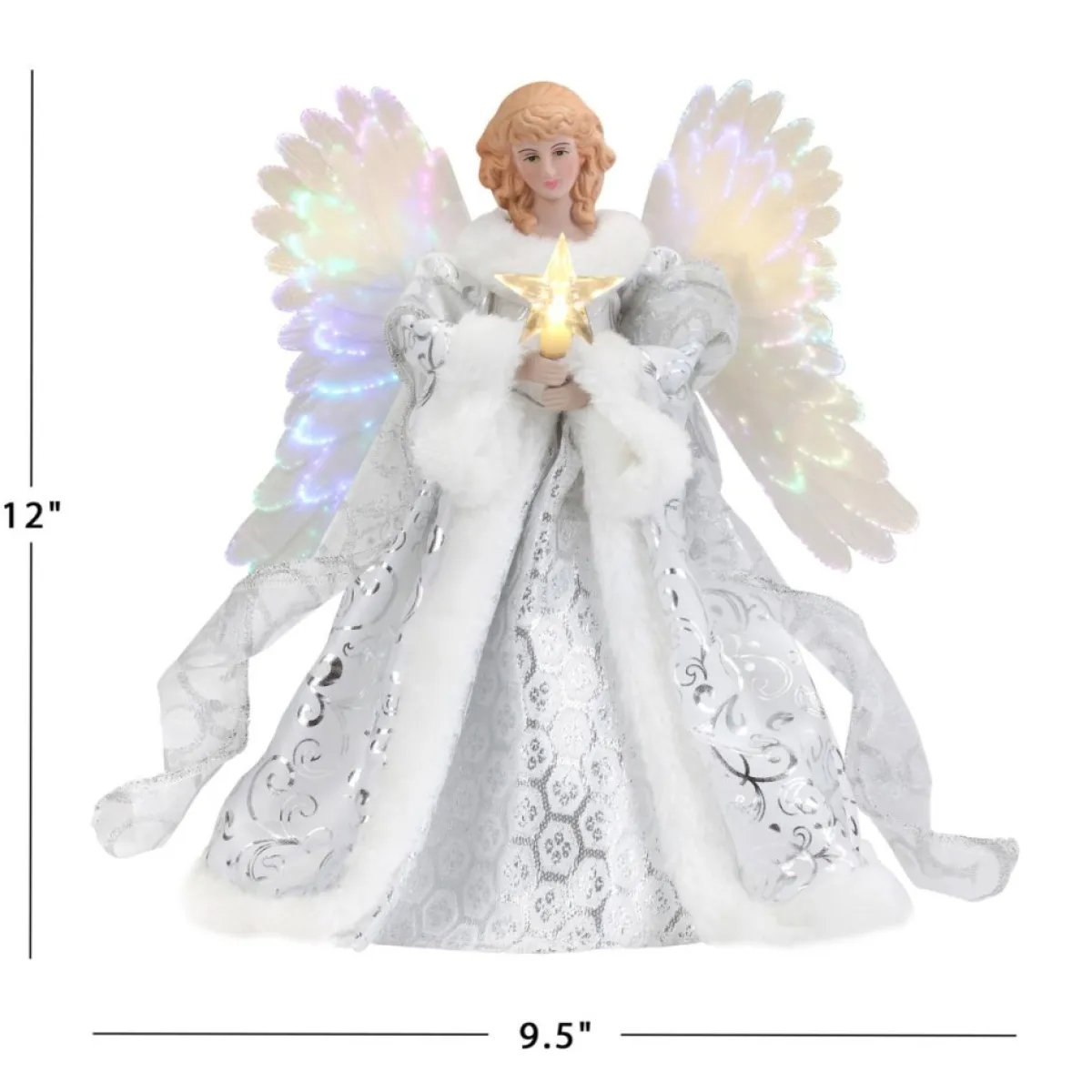 Mr. Christmas 12" Fiber Optic Angel Tree Topper White Best