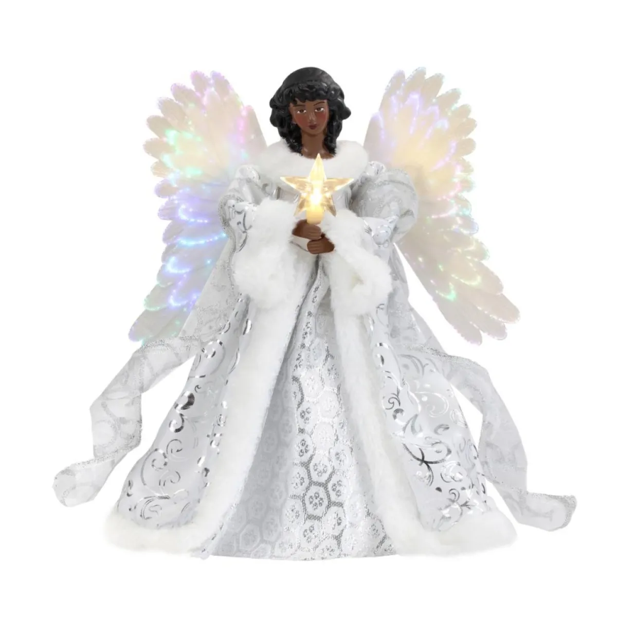 Mr. Christmas 12" Fiber Optic Angel Tree Topper White Best