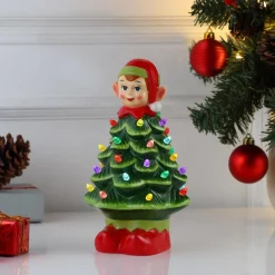 Mr. Christmas 15" Nostalgic Ceramic Tree With Elf Topper Outlet