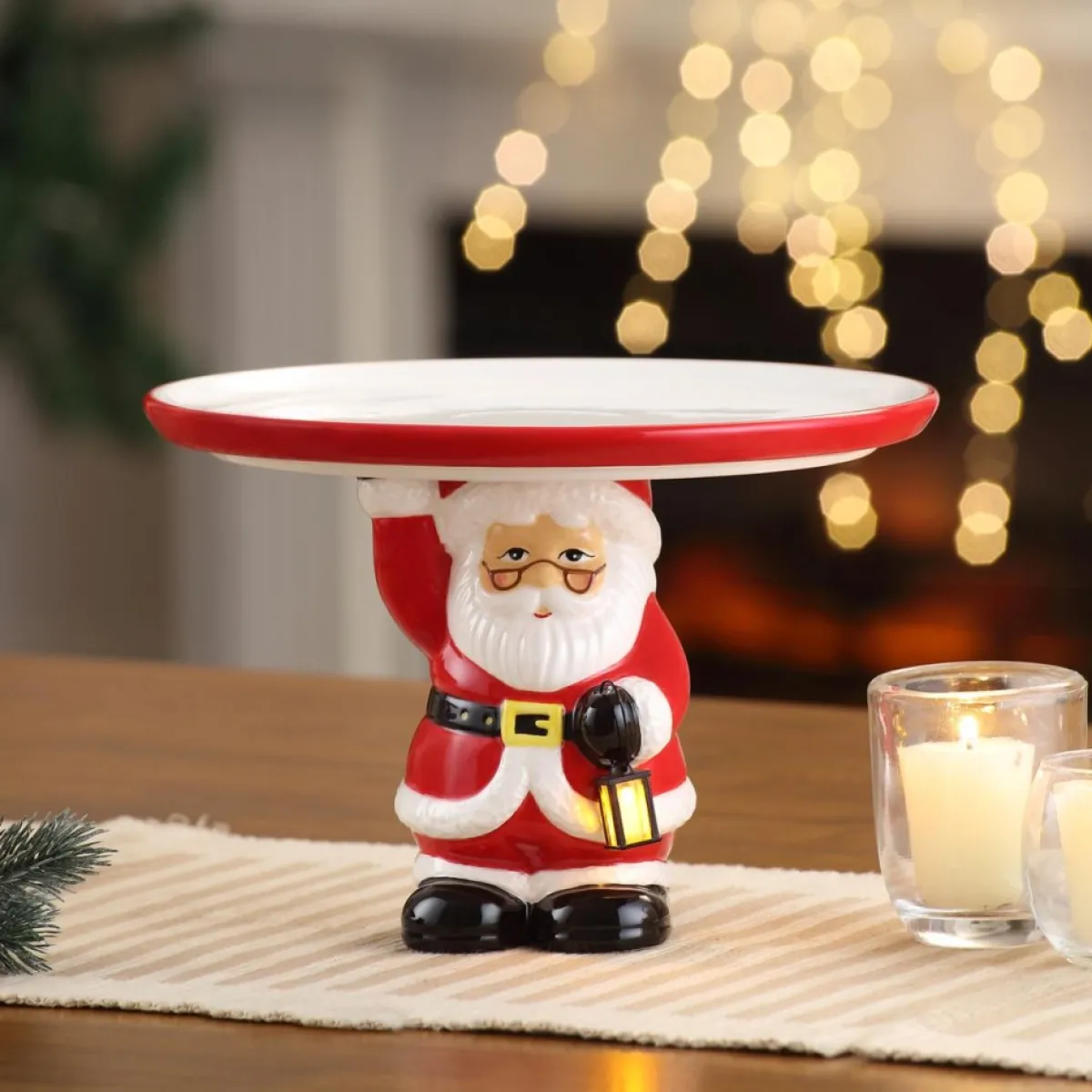 Mr. Christmas 10" Nostalgic Cake Plate - White Santa Online