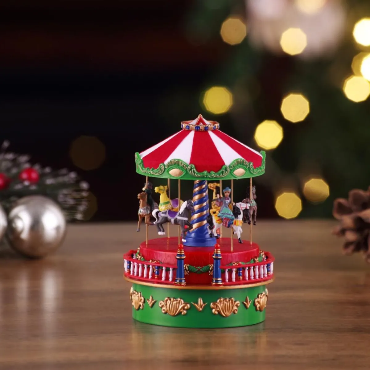 Mr. Christmas Mini Carnival Music Box Carousel Hot