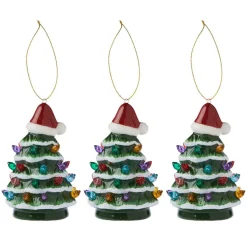Mr. Christmas Mini Tree Toppers - Set Of 3 Green