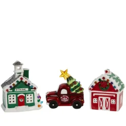 Mr. Christmas Nostalgic Ceramic Village - Set Of 3 New