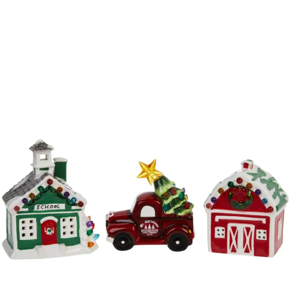 Mr. Christmas Nostalgic Ceramic Village - Set Of 3 New