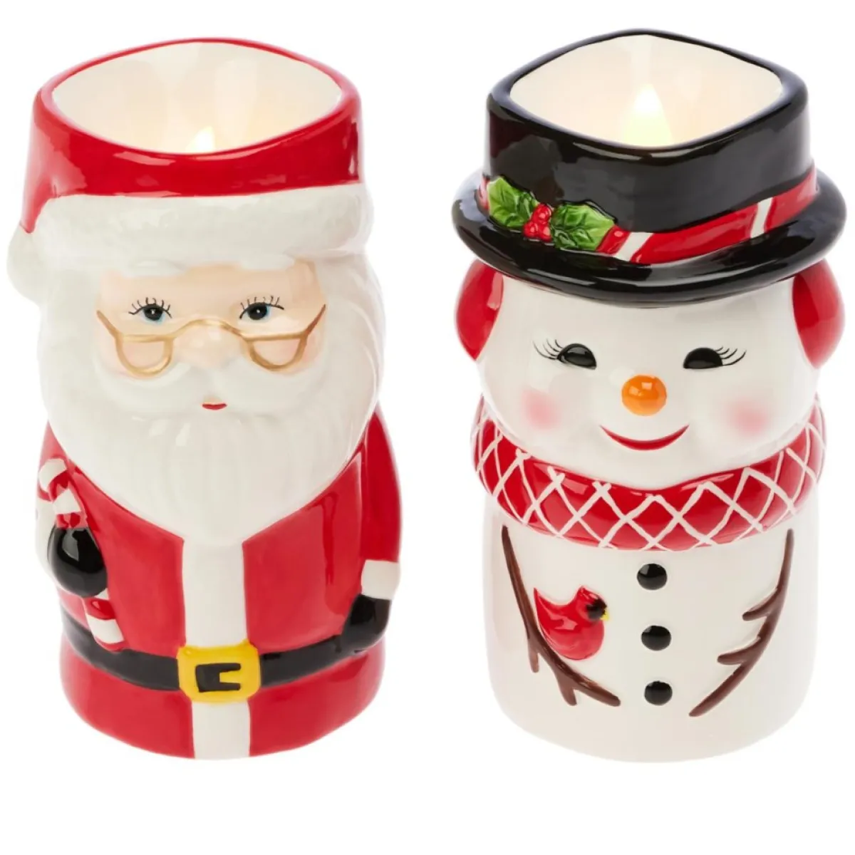 Mr. Christmas Set Of 2 Ceramic Figure Candles Clearance