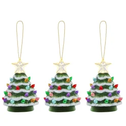 Mr. Christmas Set Of 3 Mini Snow-Tipped Nostalgic Trees With Timer Best