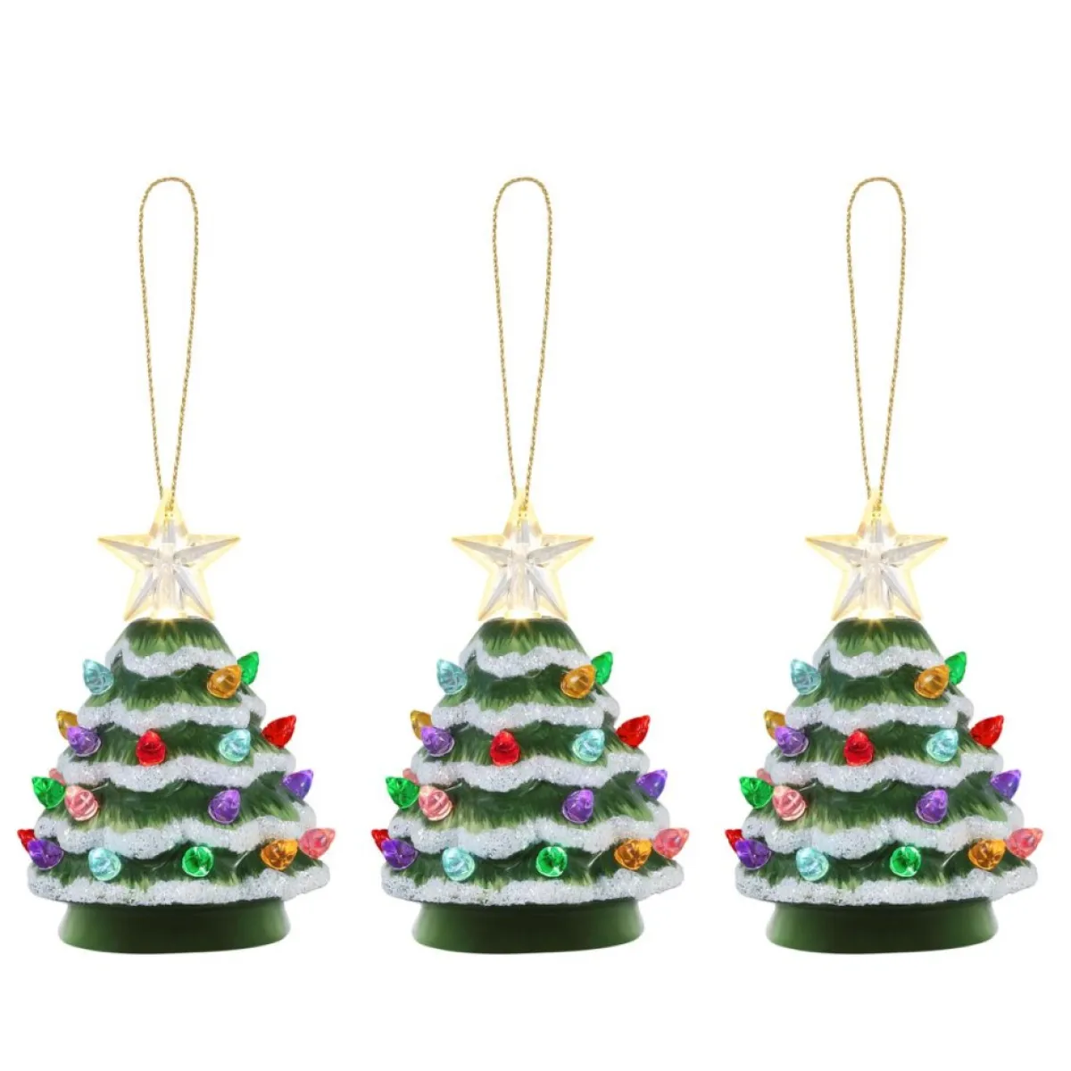 Mr. Christmas Set Of 3 Mini Snow-Tipped Nostalgic Trees With Timer Best