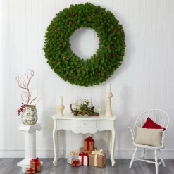 Nearly Natural 5 Ft. Giant Christmas Wreath With 280 Warm White Lights Online