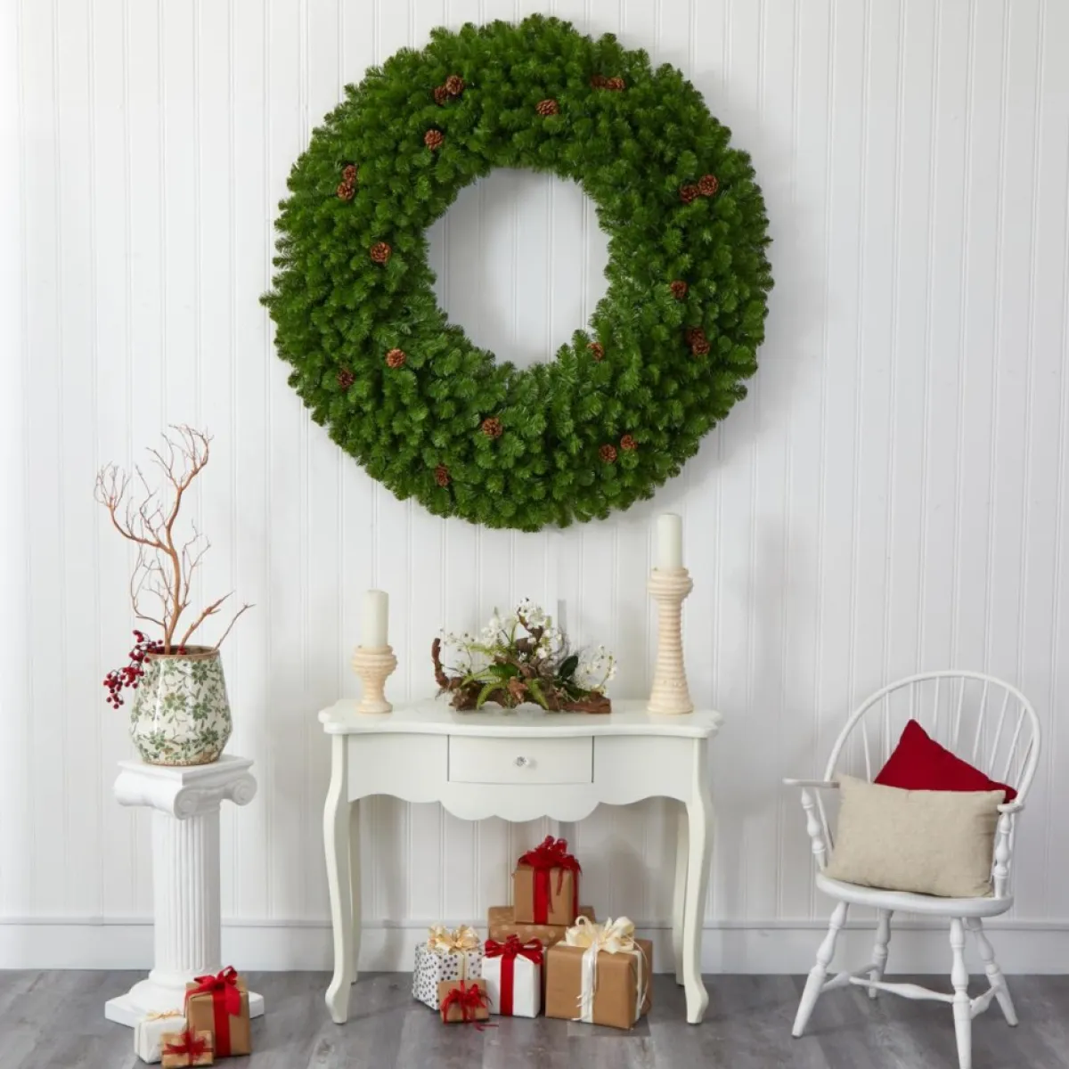 Nearly Natural 5 Ft. Giant Christmas Wreath With 280 Warm White Lights Online