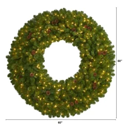 Nearly Natural 5 Ft. Giant Christmas Wreath With 280 Warm White Lights Online