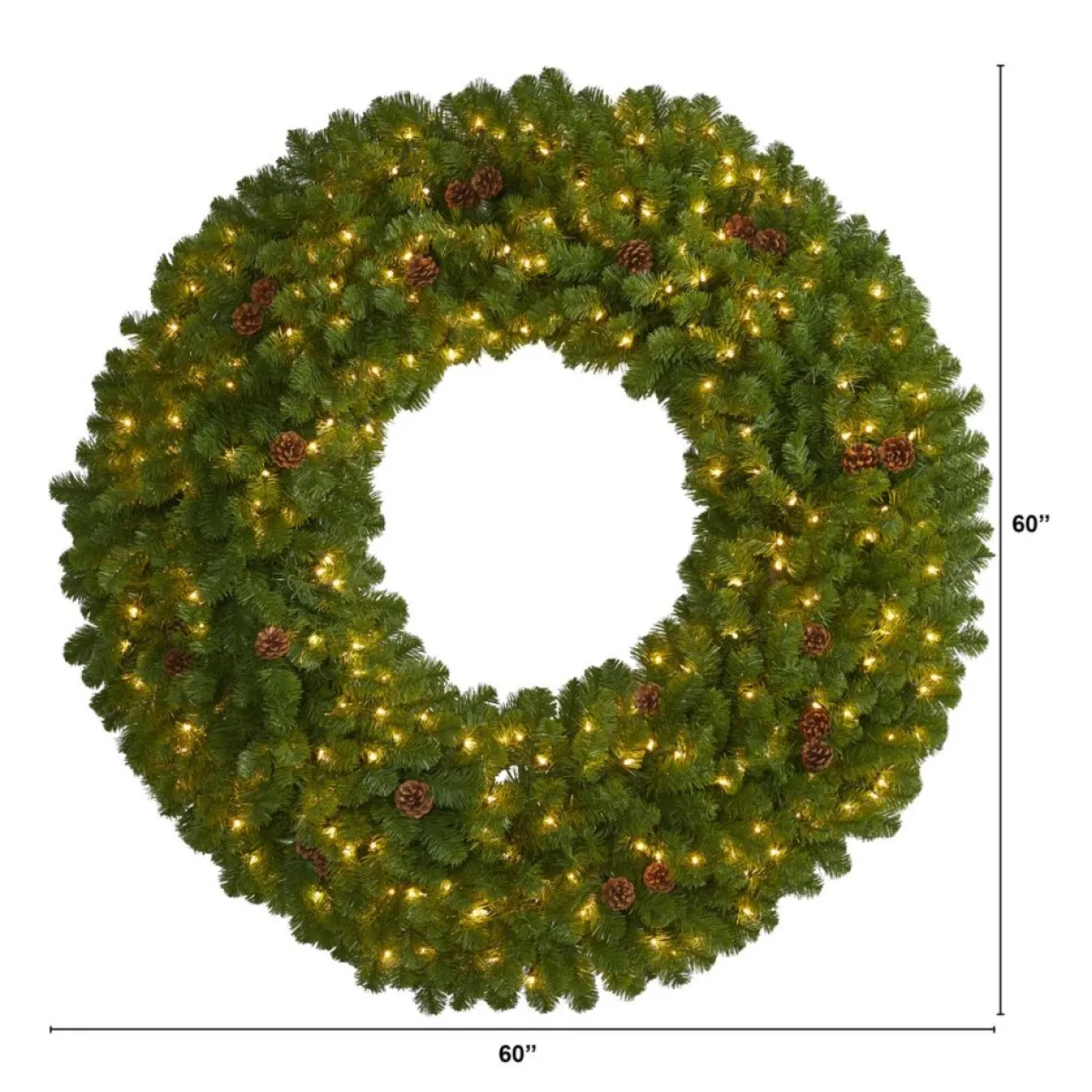 Nearly Natural 5 Ft. Giant Christmas Wreath With 280 Warm White Lights Online