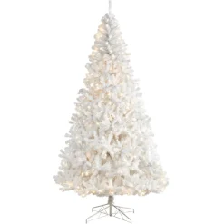 Nearly Natural 9 Ft. White Christmas Tree With 650 Led Lights Outlet