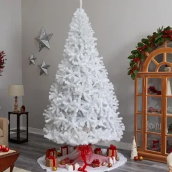 Nearly Natural 9 Ft. White Christmas Tree With 650 Led Lights Outlet