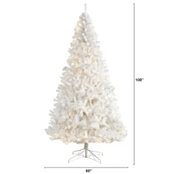 Nearly Natural 9 Ft. White Christmas Tree With 650 Led Lights Outlet
