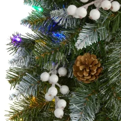 Nearly Natural 24 In. Snow Tipped Christmas Wreath With 50 Lights Hot