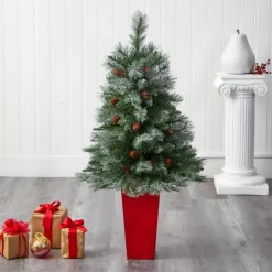 Nearly Natural 44 In. Snowed Mountain Pine Christmas Tree Clearance