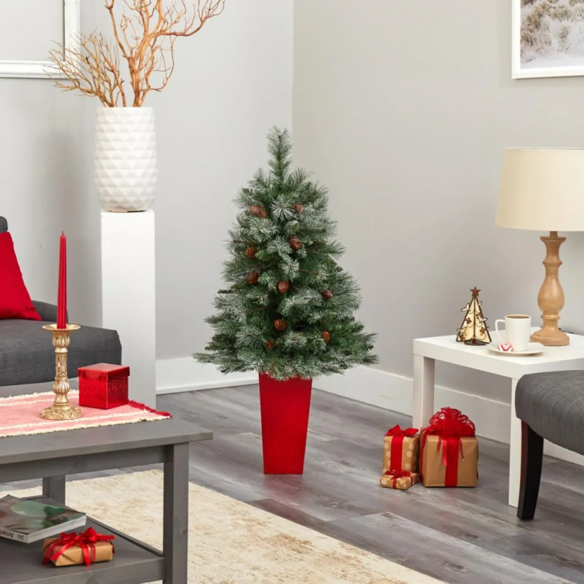 Nearly Natural 44 In. Snowed Mountain Pine Christmas Tree Clearance