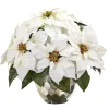 Nearly Natural 14 In. White Poinsettia In Designer Silver Bowl Hot