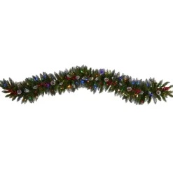 Nearly Natural 6' Snow Tipped Extra Wide Christmas Garland W/ 100 Lights Outlet