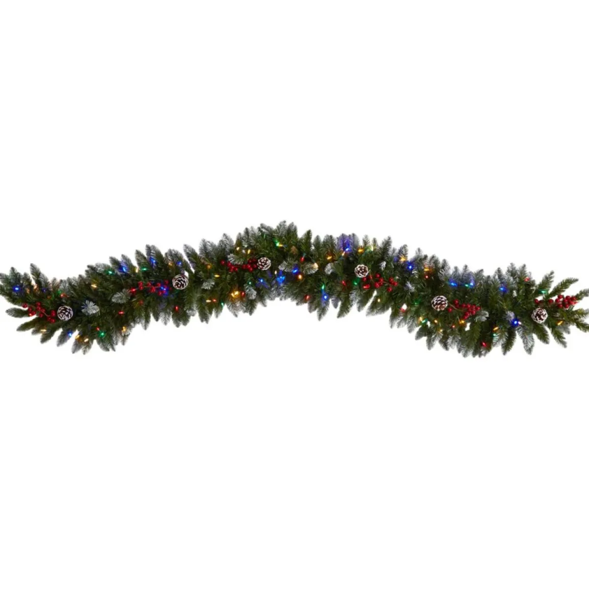 Nearly Natural 6' Snow Tipped Extra Wide Christmas Garland W/ 100 Lights Outlet