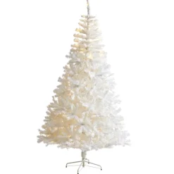 Nearly Natural 7.5' White Artificial Christmas Tree W/ 400 Led Lights