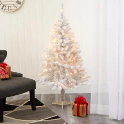 Nearly Natural 5' White Christmas Tree With 150 Clear Led Lights Sale