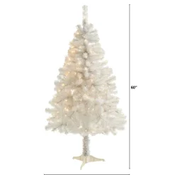Nearly Natural 5' White Christmas Tree With 150 Clear Led Lights Sale