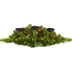 Nearly Natural 30-In. Christmas Pine Triple Candelabrum With Lights Outlet