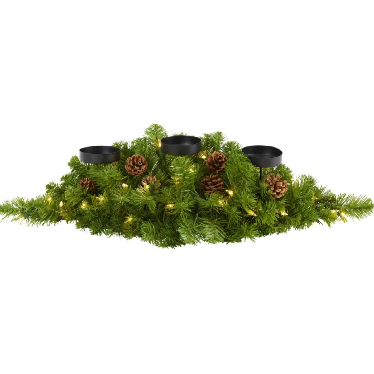 Nearly Natural 30-In. Christmas Pine Triple Candelabrum With Lights Outlet