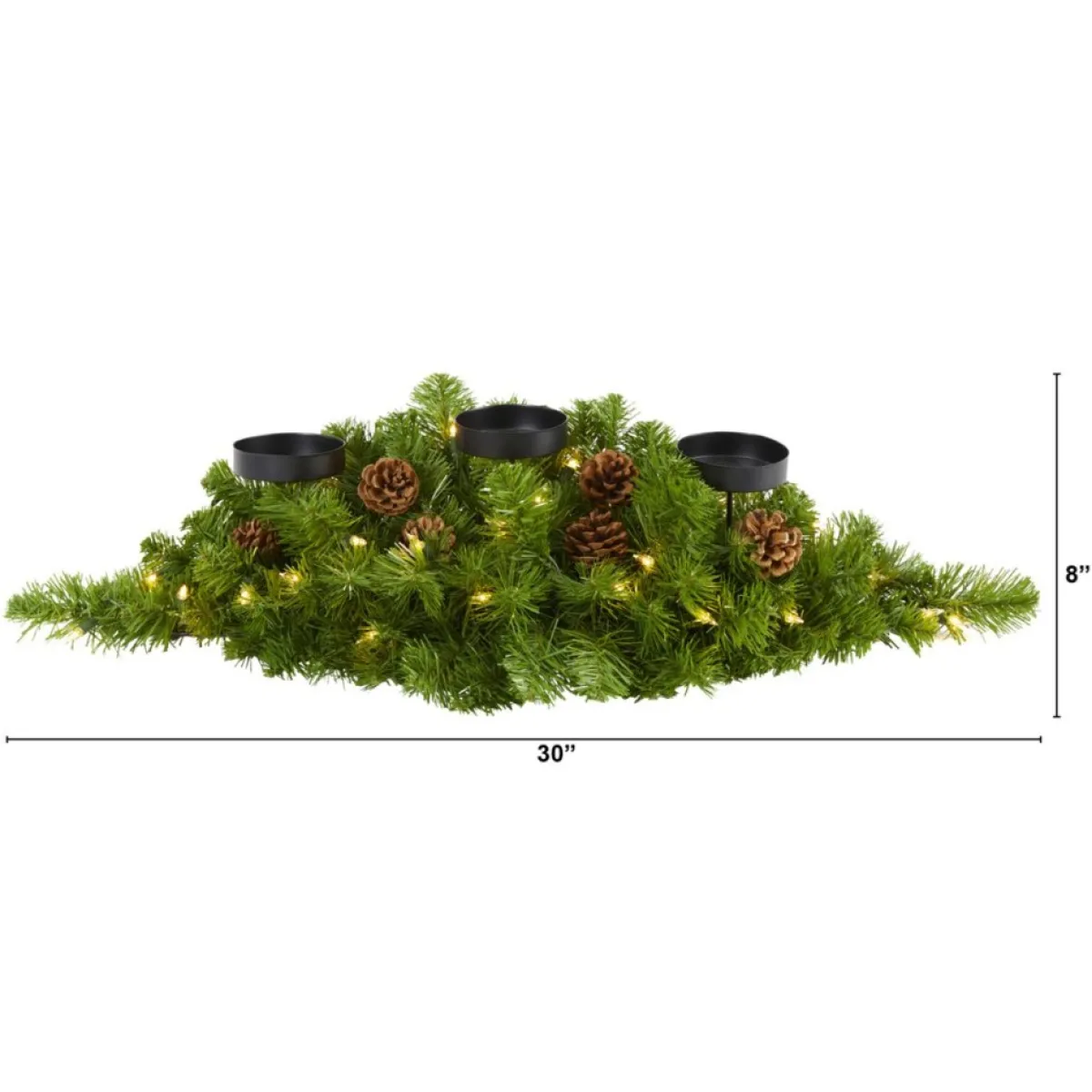 Nearly Natural 30-In. Christmas Pine Triple Candelabrum With Lights Outlet