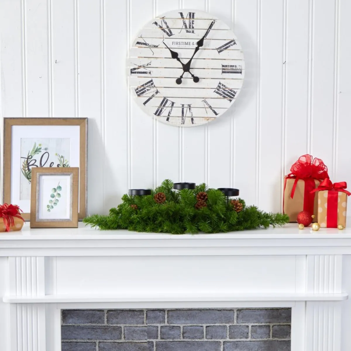 Nearly Natural 30-In. Christmas Pine Triple Candelabrum With Lights Outlet