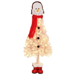 Puleo International Pre-Lit 4' Snowman Artificial Christmas Tree With 100 Lights, White Clearance