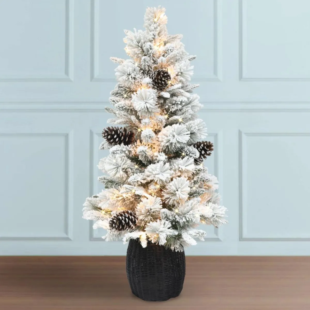 Puleo International Puelo International Pre-Lit Flocked Potted Tree, Ul Clear Lights Sale