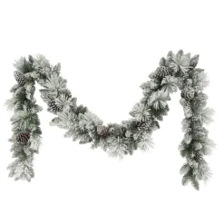 Puleo International 9' 10" Flocked Berkshire Spruce Garland Discount