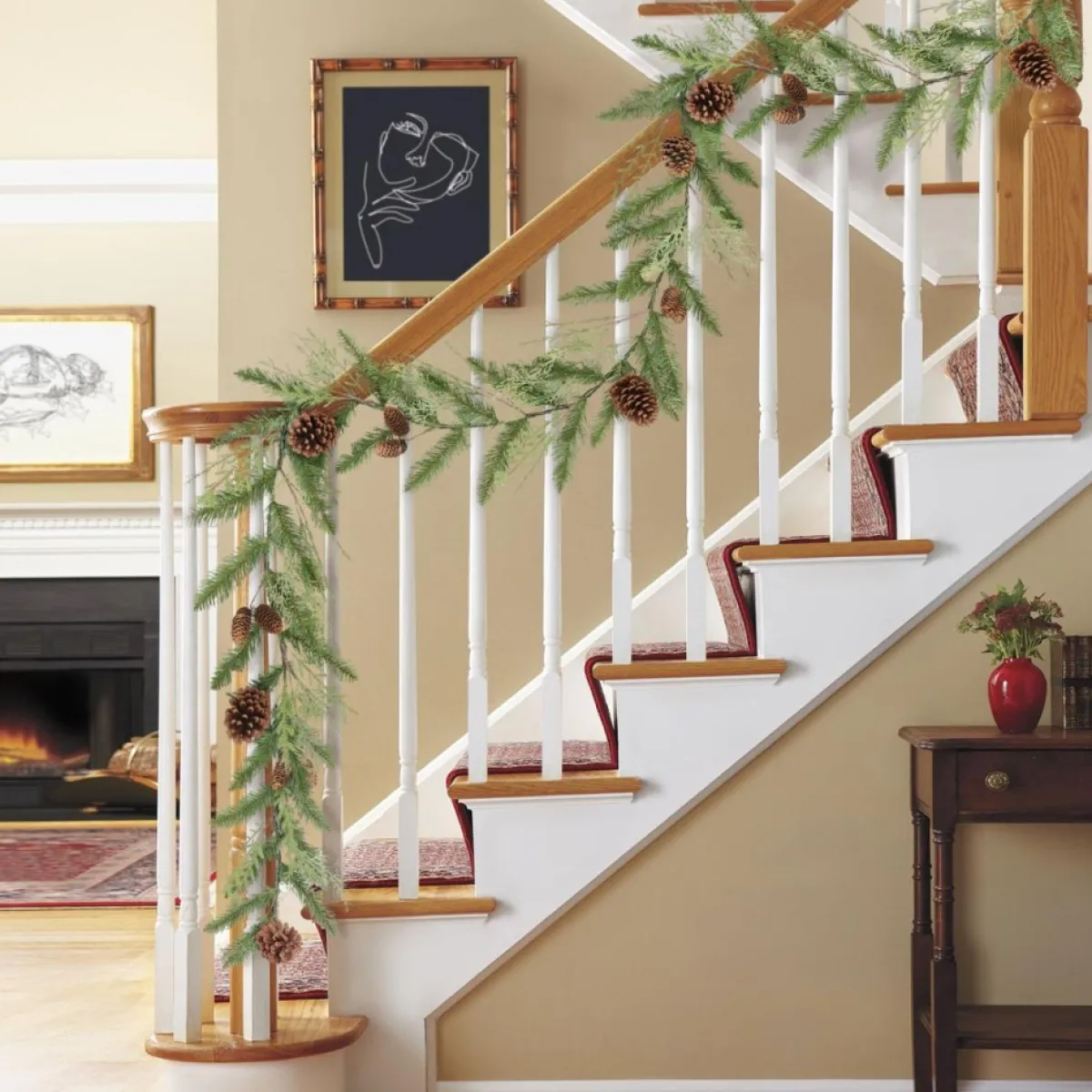 Puleo International 110" Artificial Cypress Spring W/ Pinecones, Green New