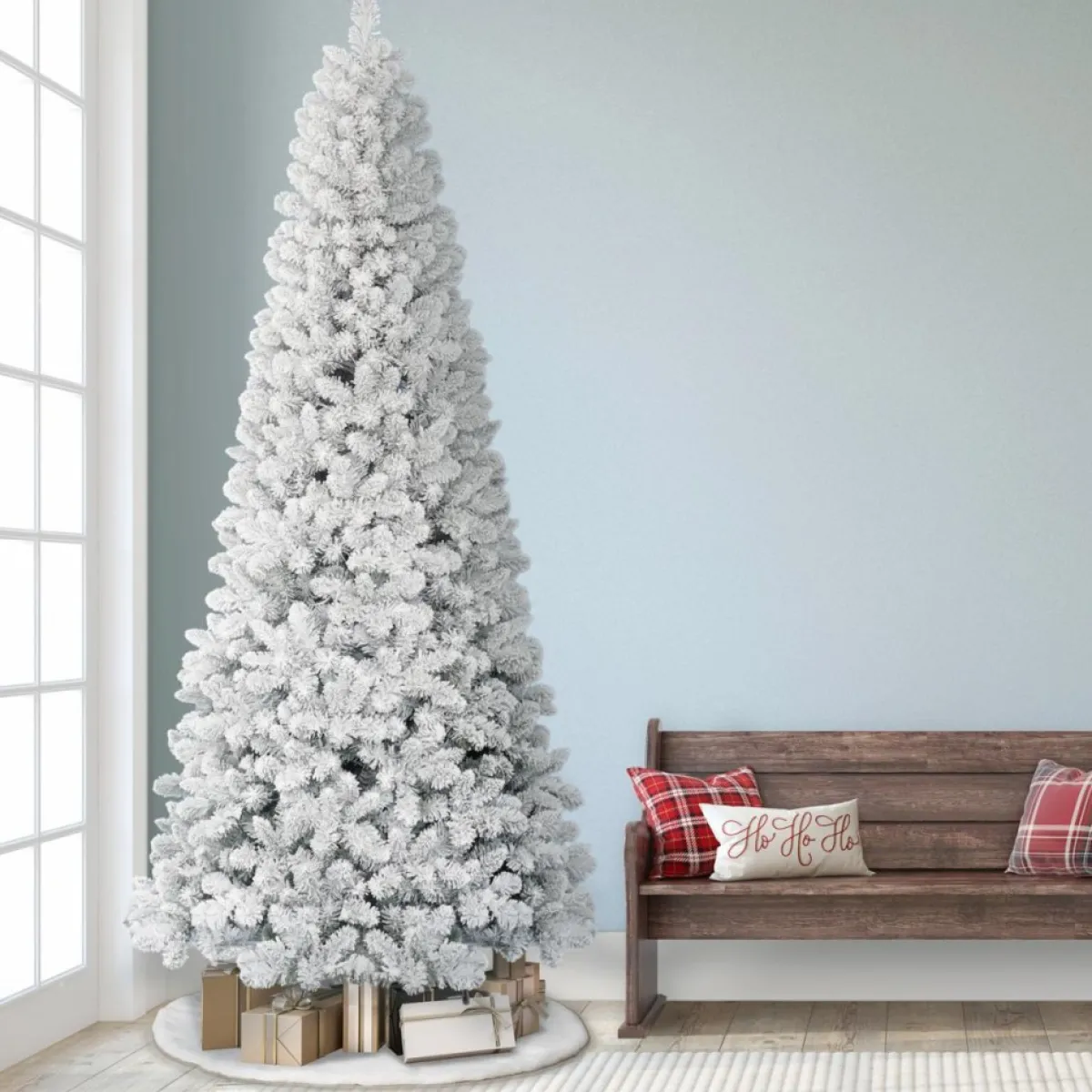Puelo International Puleo International 9' Flocked Virginia Pine Tree With 1460 Tips Clearance