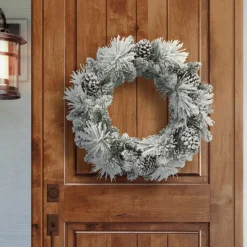 Puleo International 24" Flocked Berkshire Spruce Wreath With 56 Tips Sale