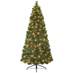 Puleo International 6.5 Ft. Pre-Lit Wall Half Tree, Clear Lights Discount